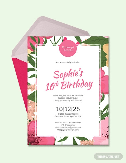 girl birthday party invitation template