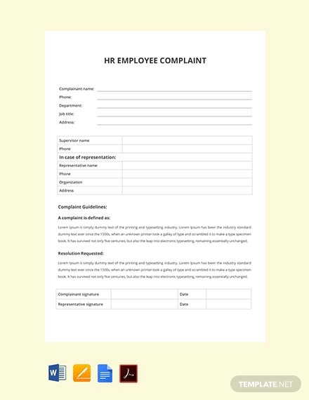 hr employee complaint form