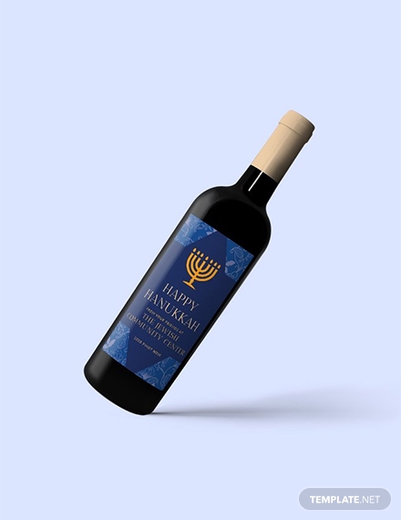 hanukkah wine bottle label