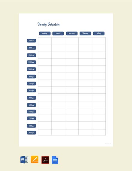Hourly Schedule Template
