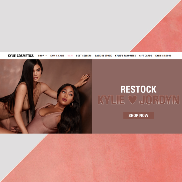 kylie cosmetics website header