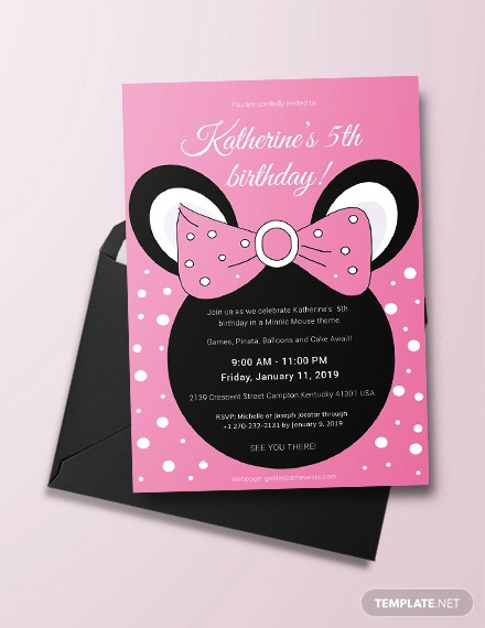 minnie mouse birthday invitation template