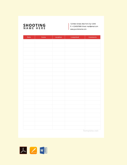 Movie Shooting Schedule