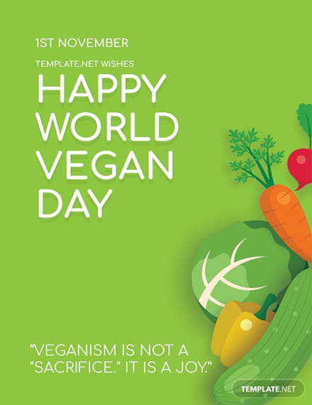 new world vegan day greeting card template