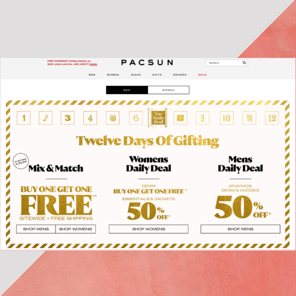 pacsun website header