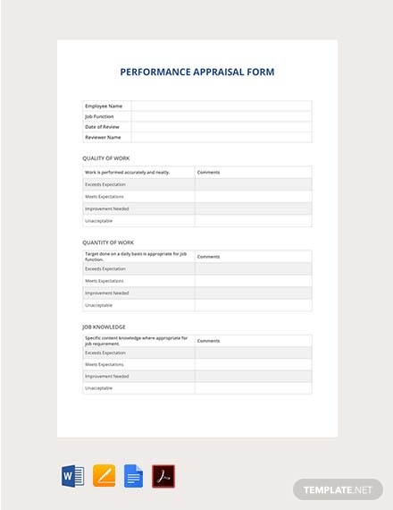 performance appraisal form