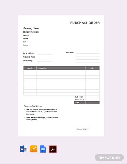 simple purchase order confirmation