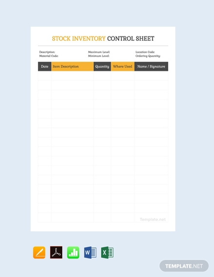 stock inventory control spreadsheet