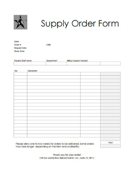 supply order form