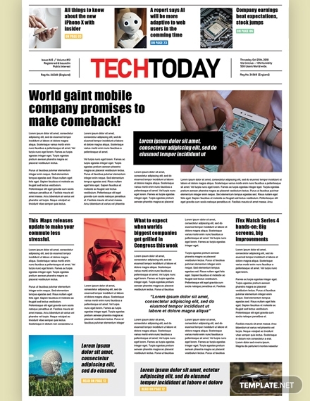 technology newspaper template