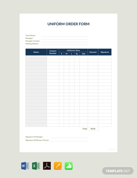 uniform order form
