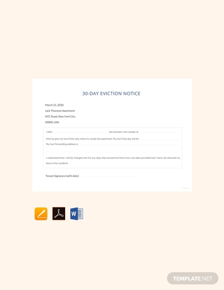 30 day eviction notice template