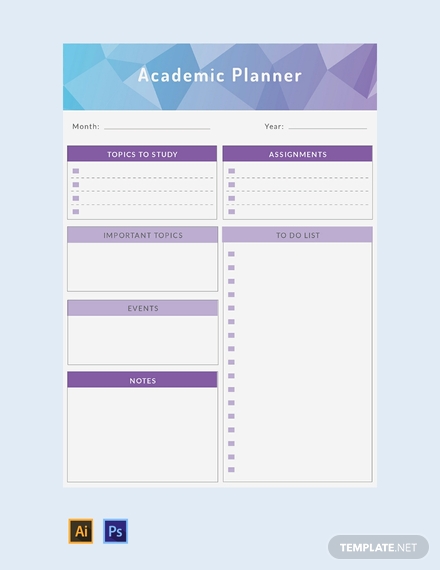 academic planner template