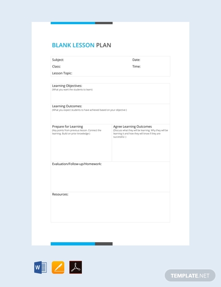 blank lesson plan