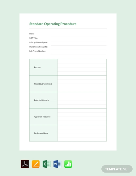 blank standard operating procedure note