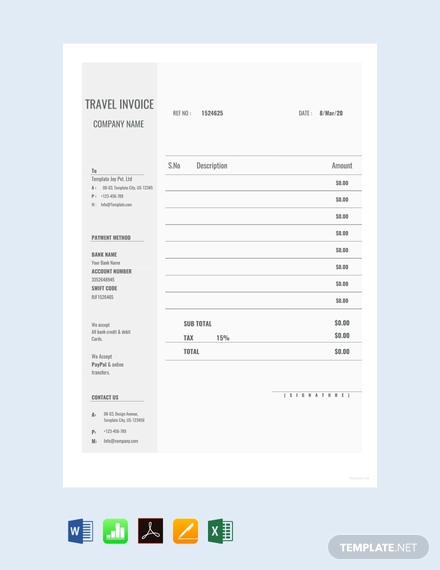 blank travel invoice sample