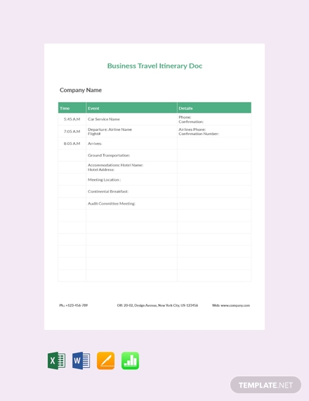 business travel itinerary document