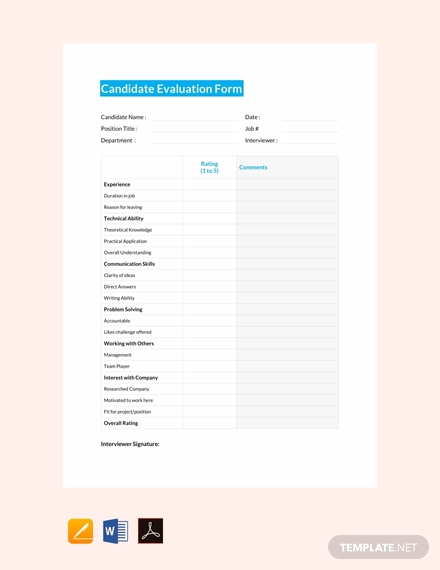 candidate evaluation form