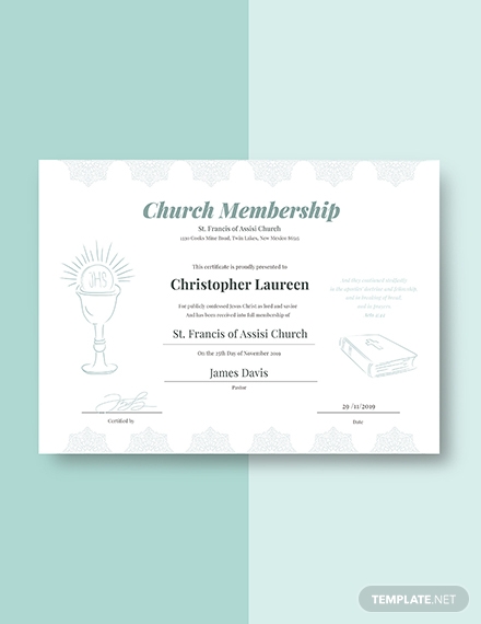 certificate church membership template