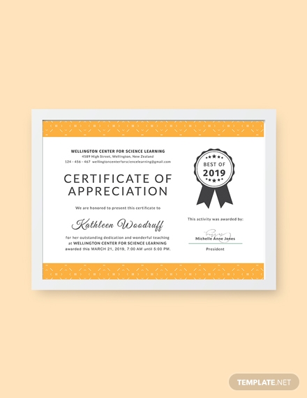 certificate of appreciation for teacher