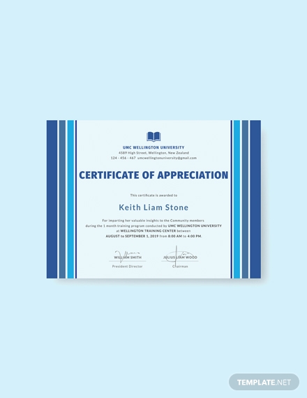 certificate of appreciation for training