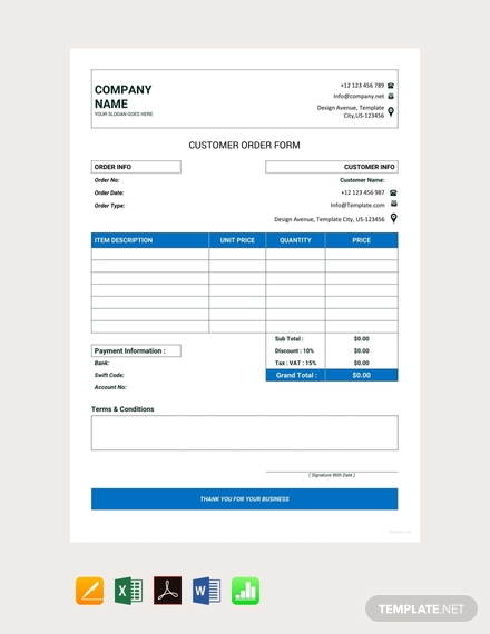 customer order form