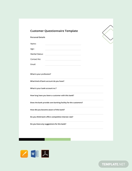 customer questionnaire checklist