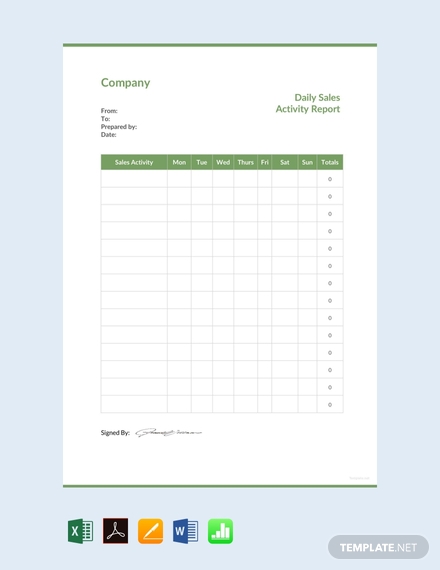 daily sales activity report design