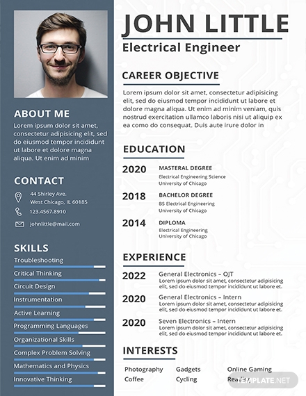 electrical engineer fresher resume template