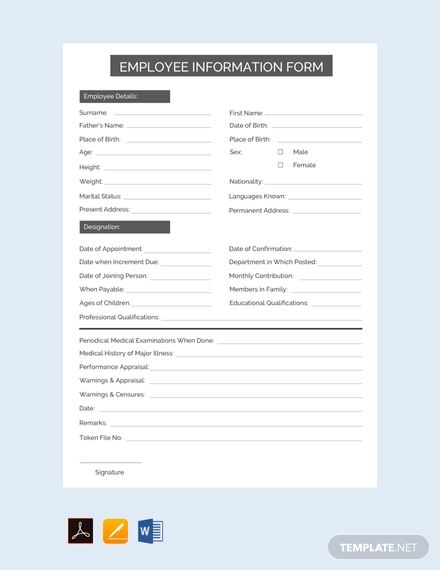 employee information form