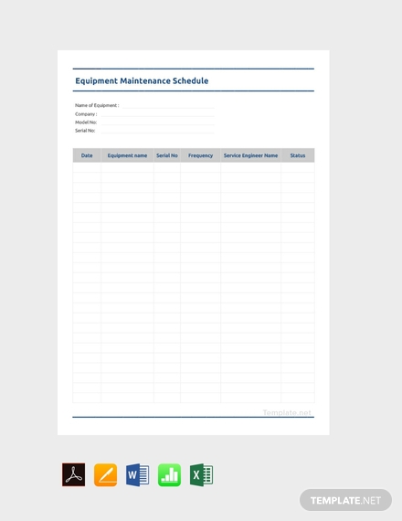 equipment maintenance schedule