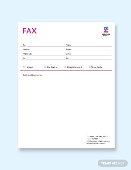 event planner fax paper template