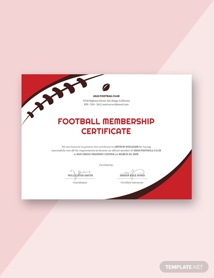 football certificate template