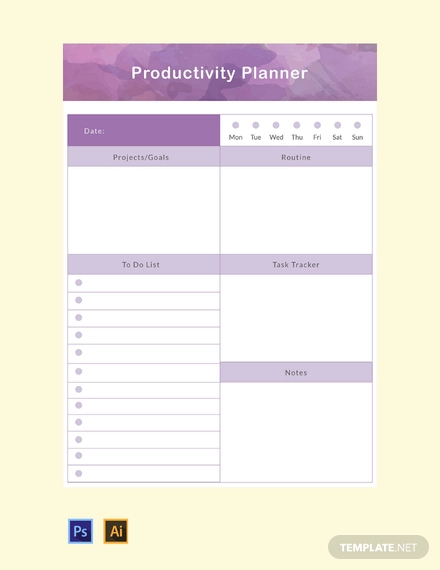 free productivity planner template