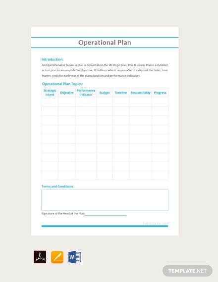 free sample operational plan template
