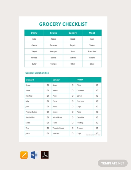 grocery checklist