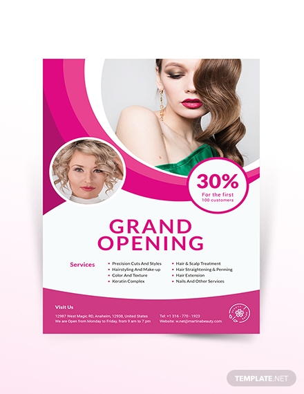 hair salon grand opening flyer