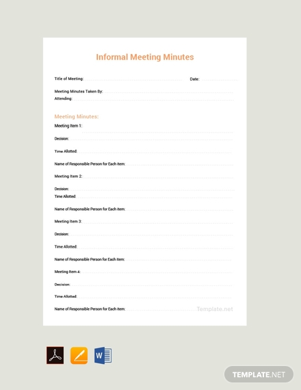 informal meeting minutes