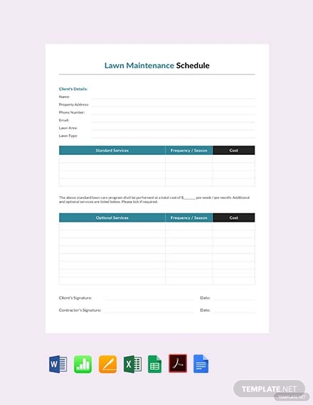 lawn maintenance schedule