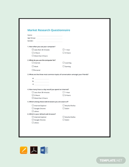 market research questionnaire checklist