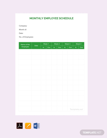 monthly employee schedule template