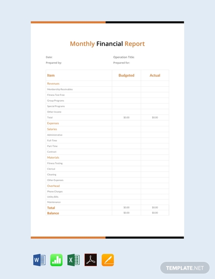 monthly financial report template1