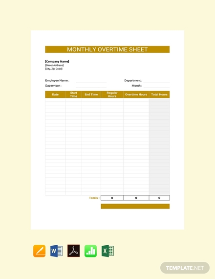 monthly overtime sheet template