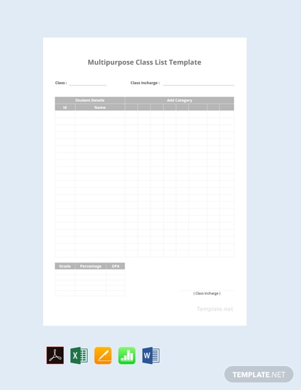 multipurpose class list checklist
