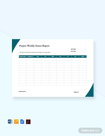 project weekly status report template