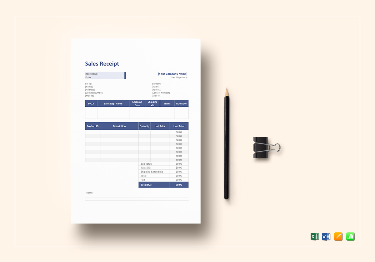 sales service receipt template