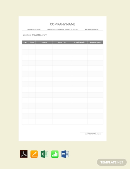 Itinerary in Google Sheets 4  Examples Format Sample Examples