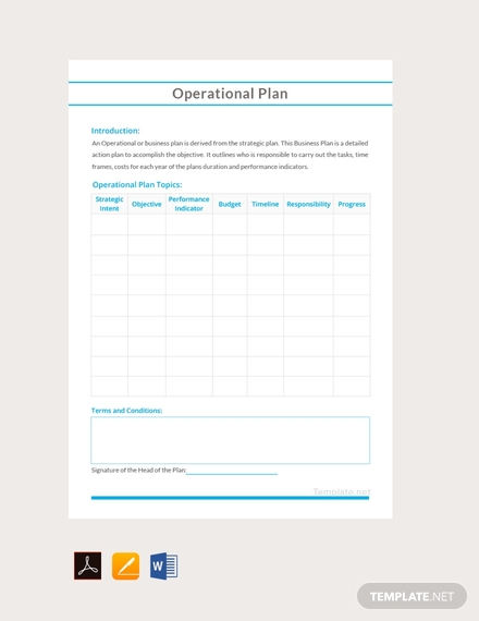 sample operational plan design