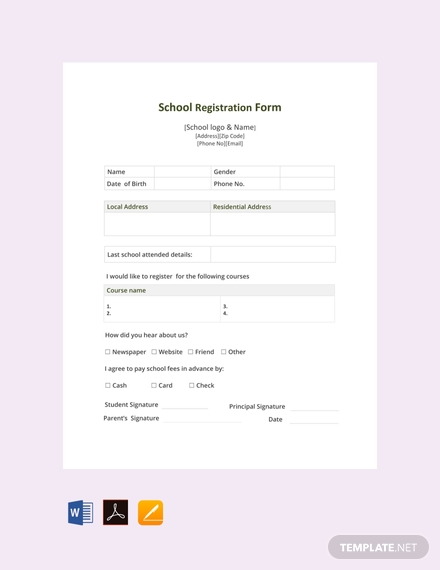 school registration form