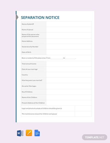 separation notice